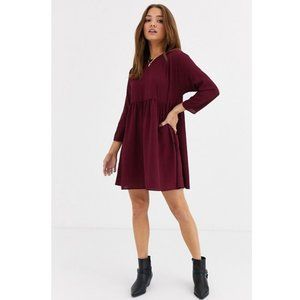 Asos 3/4 sleeve smock babydoll mini dress
